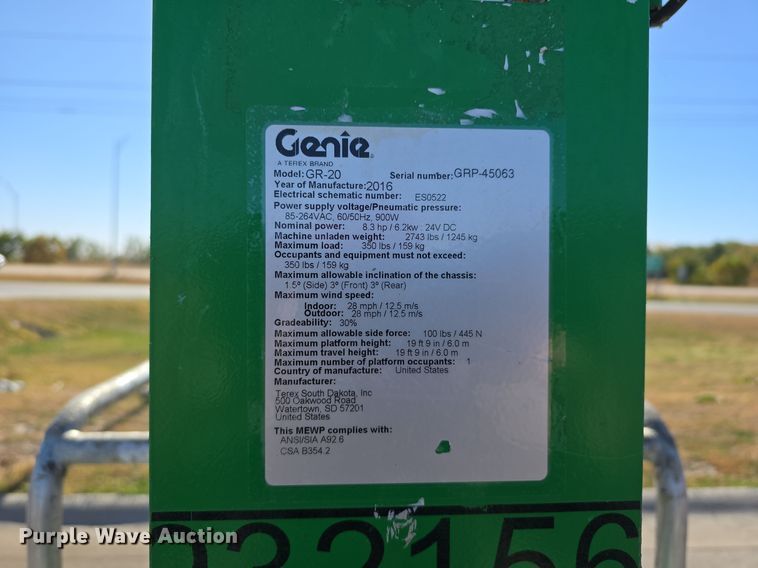 image for item DW3837 2016 Genie Runabout GR-20 vertical lift