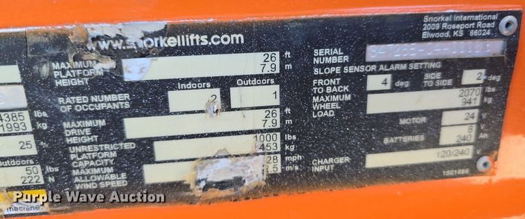 image for item DW3838 2016 Snorkel S4726E scissor lift