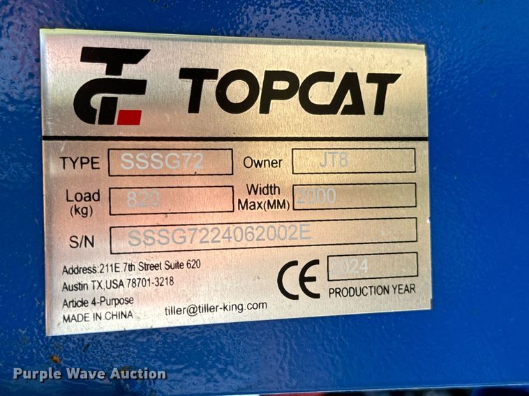 image for item DX1420 2024 TopCat SSSG72 skid steer dozer blade