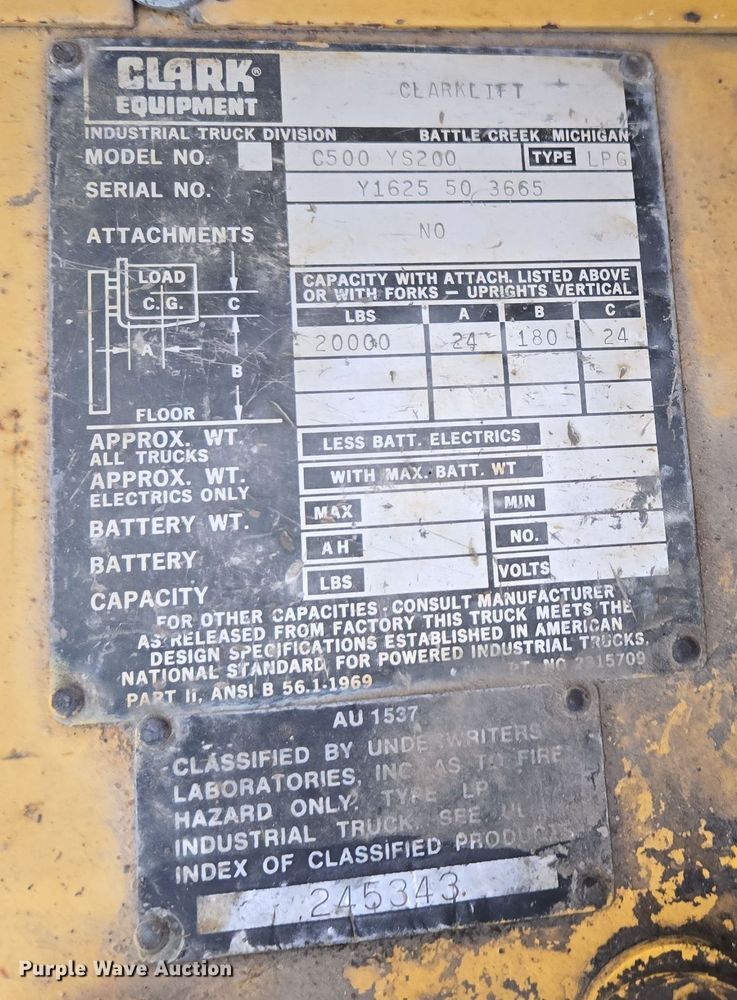 image for item EE7813 Clark C500-YS200 forklift
