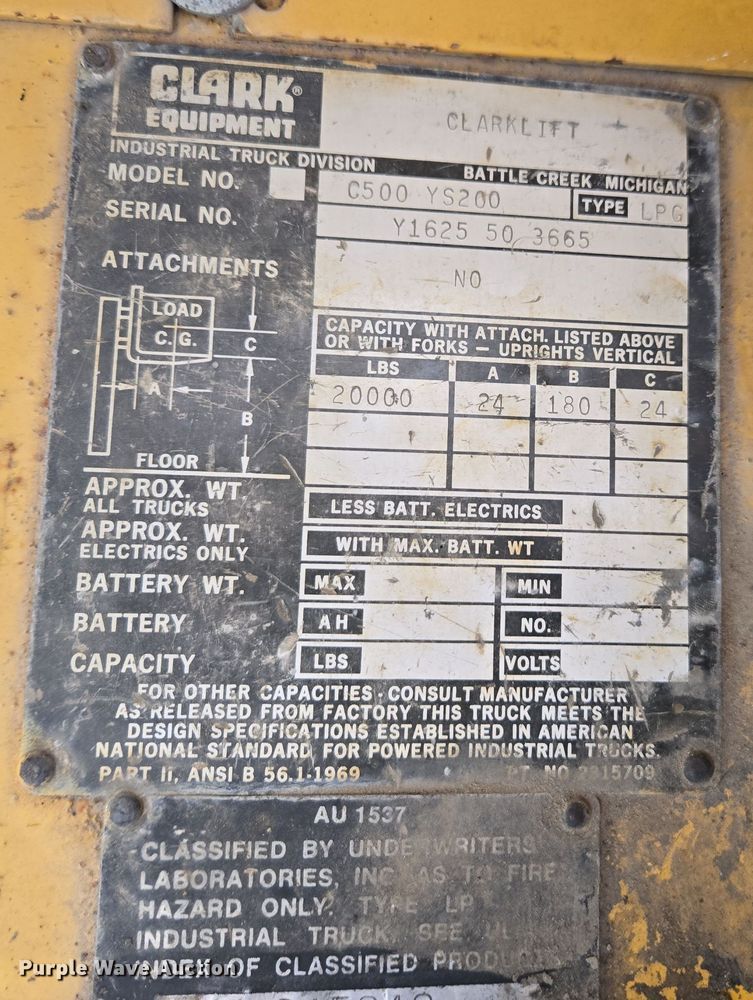 image for item EE7813 Clark C500-YS200 forklift