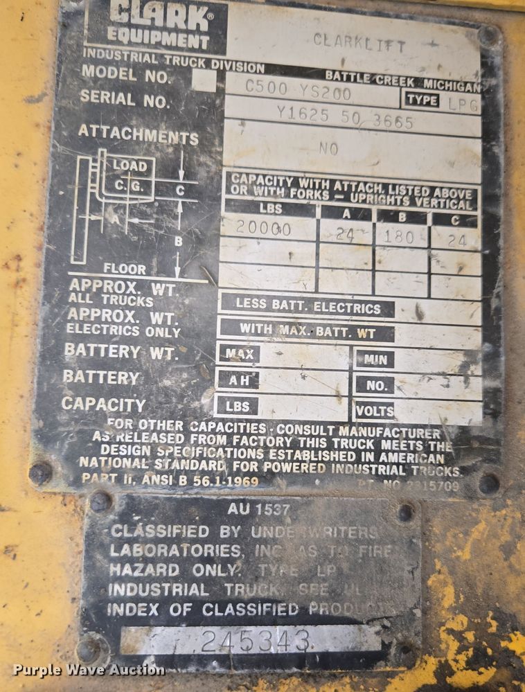 image for item EE7813 Clark C500-YS200 forklift