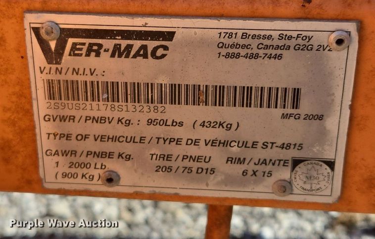 image for item EE8537 2008 Ver-Mac ST-4815 arrow board trailer