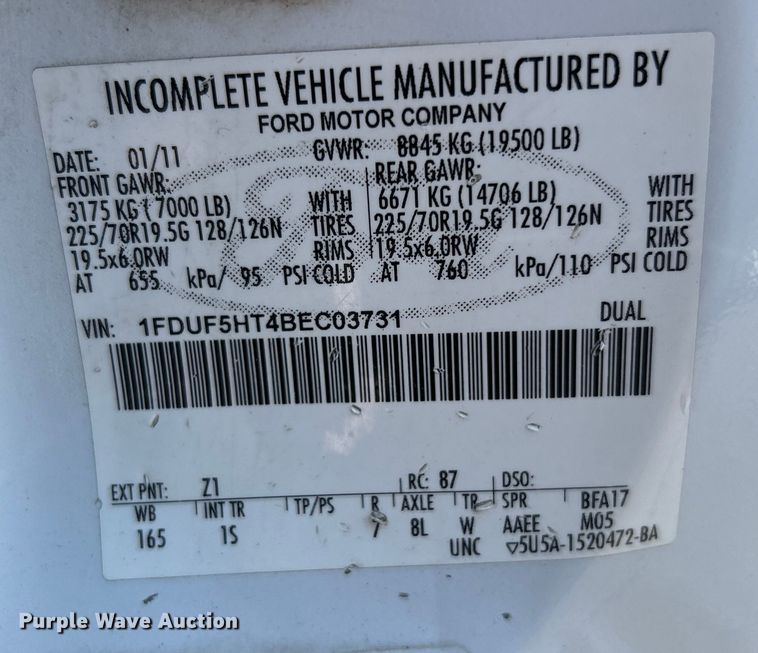 image for item EG0994 2011 Ford F550 Super Duty utility / service truck