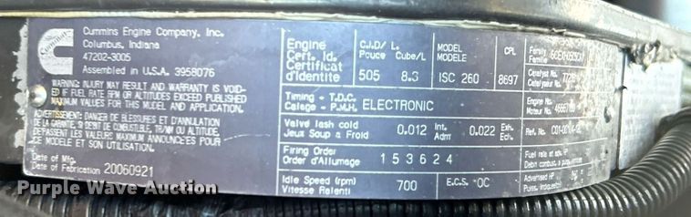 image for item EG1063 2007 Sterling Acterra bucket truck