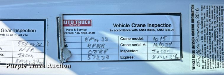 image for item EG1066 2016 Ford F550 Super Duty  Crew cab utility / service truck