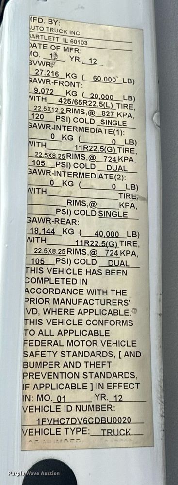 image for item EG1086 2012 Freightliner  Business Class M2 crane truck