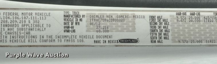 image for item EG1086 2012 Freightliner  Business Class M2 crane truck