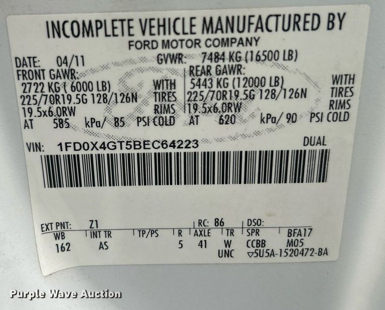 image for item EG1089 2011 Ford F450 Super Duty utility / service truck