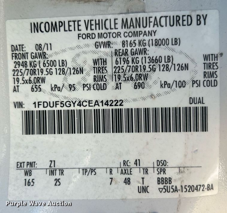 image for item EG1099 2012 Ford F550 Super Duty  bucket truck