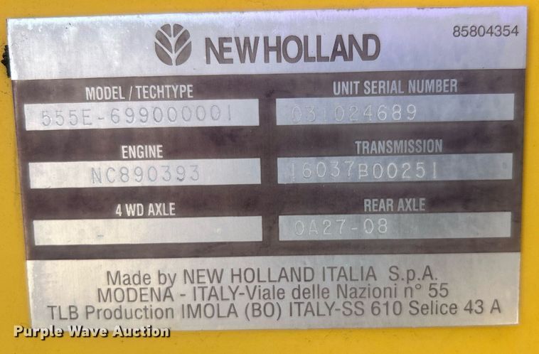 image for item EG1108 2000 New Holland 555E backhoe