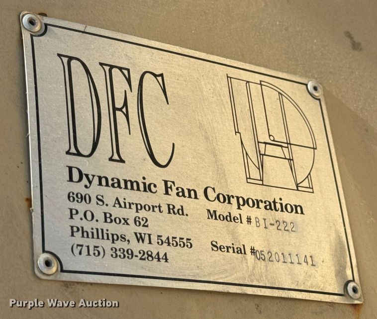 image for item EH7072 2011 Dynamic Fan Corporation  12DC Cyclone dust collector
