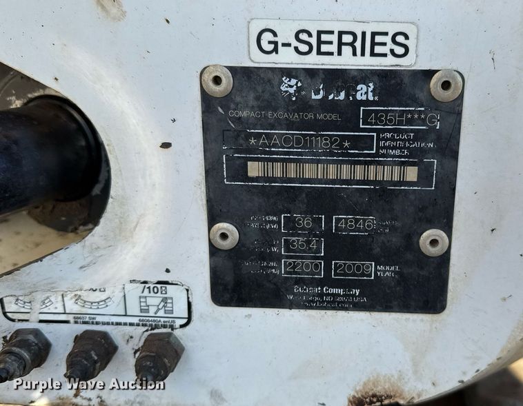 image for item EJ3064 2009 Bobcat 435H mini excavator