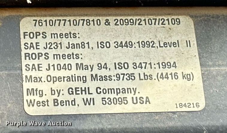 image for item EJ4858 2005 Gehl 7810 skid steer loader