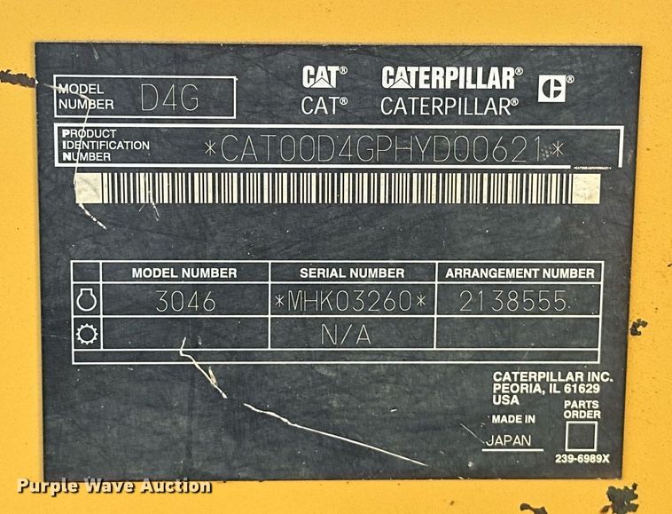 image for item EJ4859 2004 Caterpillar  D4G XL dozer