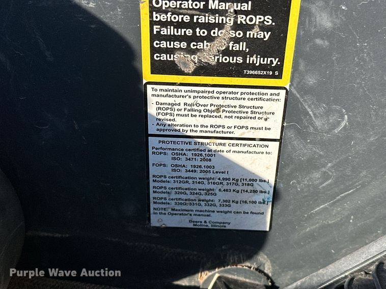 image for item EJ4894 2020 John Deere 333G tracked skid steer loader