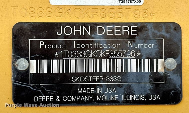 image for item EJ4895 2019 John Deere 333G tracked skid steer loader