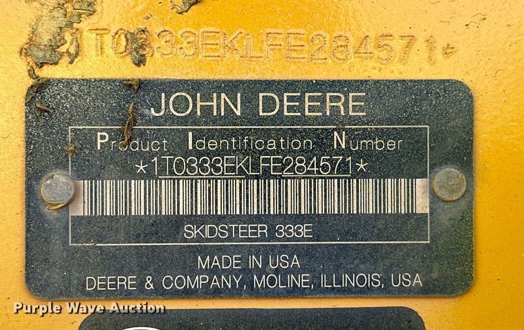 image for item EJ4896 2015 John Deere 333E tracked skid steer loader