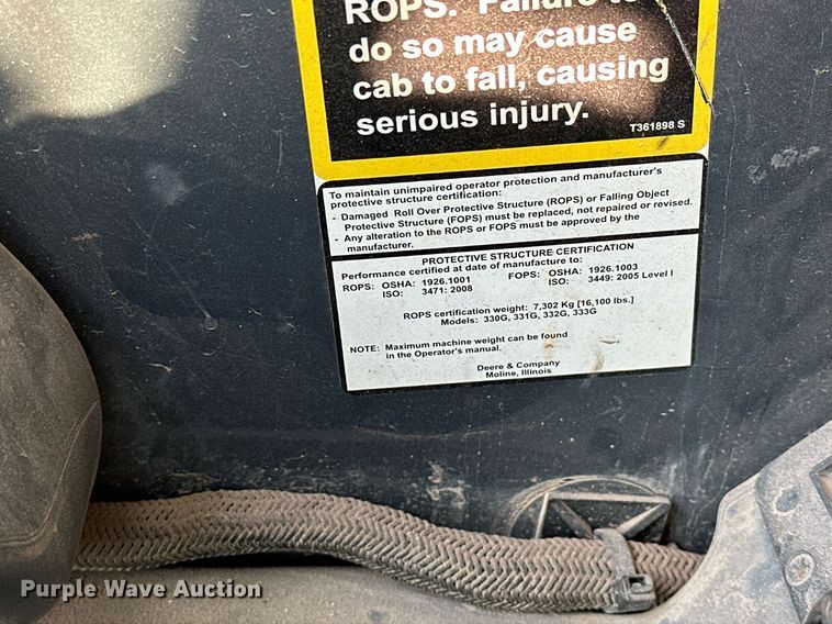 image for item EJ4897 2019 John Deere 333G tracked skid steer loader