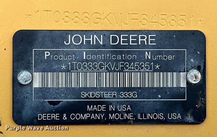 image for item EJ4897 2019 John Deere 333G tracked skid steer loader