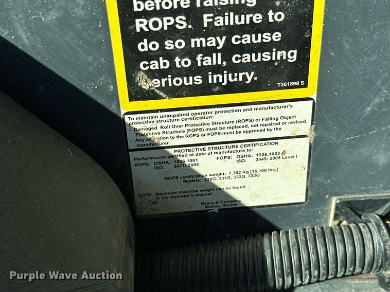 image for item EJ4899 2017 John Deere 333G tracked skid steer loader