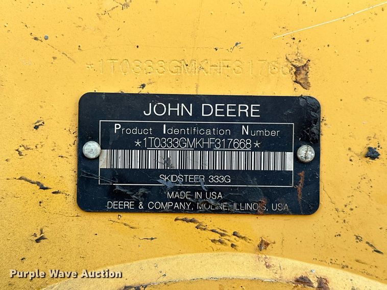 image for item EJ4899 2017 John Deere 333G tracked skid steer loader