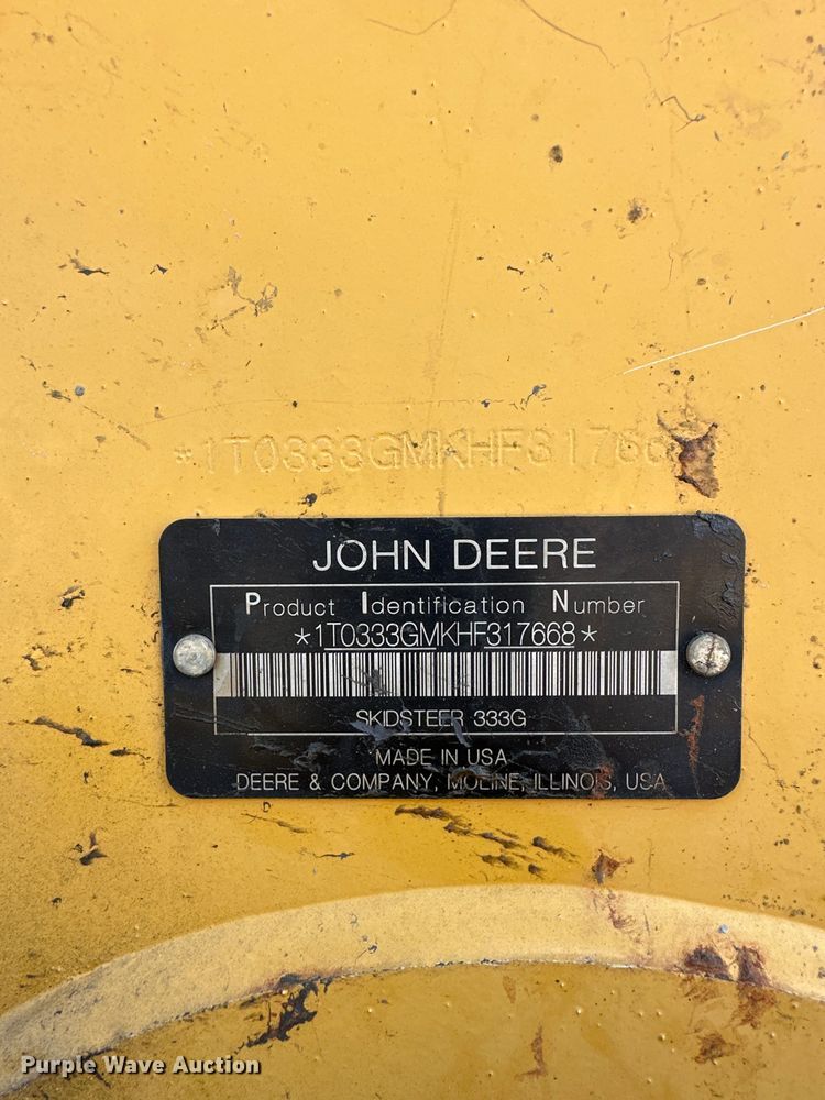 image for item EJ4899 2017 John Deere 333G tracked skid steer loader