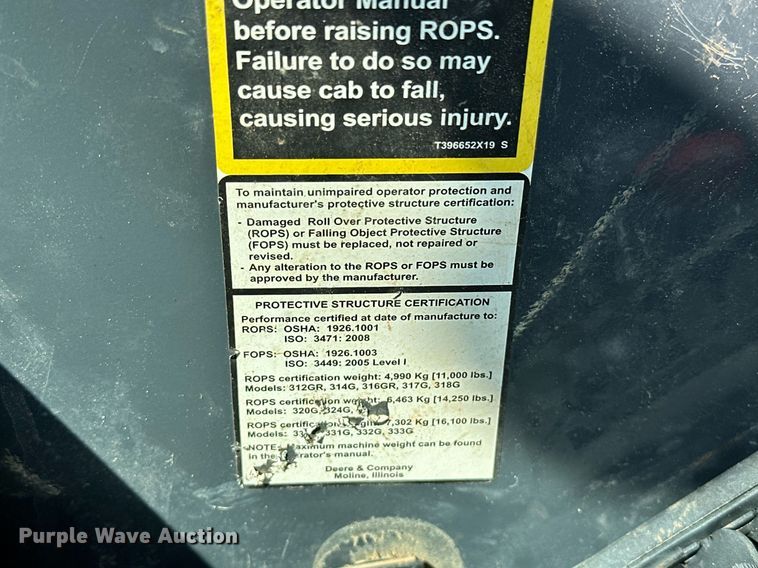 image for item EJ4900 2020 John Deere 333G tracked skid steer loader