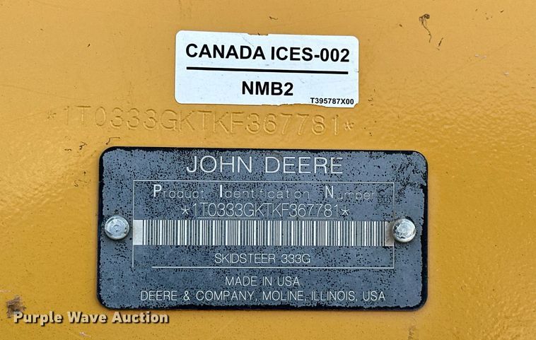 image for item EJ4900 2020 John Deere 333G tracked skid steer loader