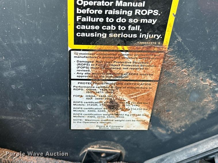 image for item EJ4901 2020 John Deere 333G tracked skid steer loader