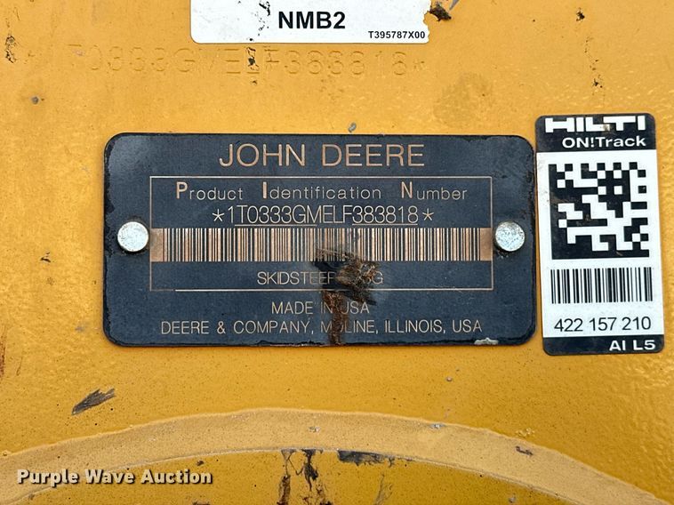 image for item EJ4901 2020 John Deere 333G tracked skid steer loader