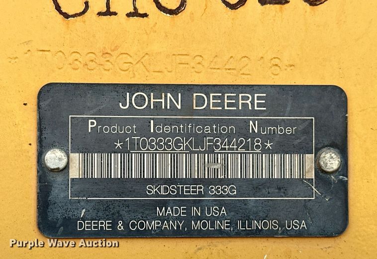 image for item EJ4902 2019 John Deere 333G  tracked skid steer loader