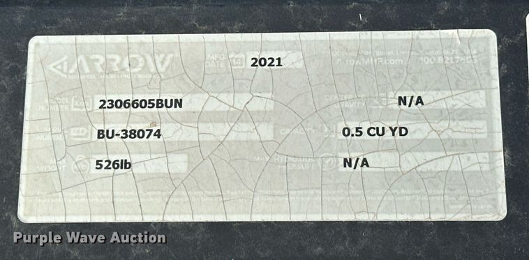 image for item EJ4980 2021 Arrow 2306605BUN skid steer bucket