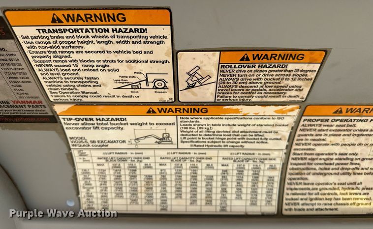 image for item EJ8996 2012 Yanmar ViO35 mini excavator