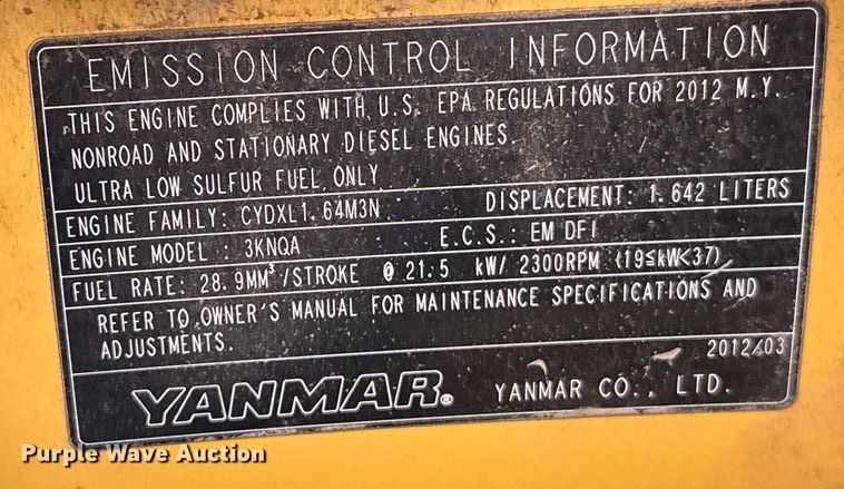 image for item EJ8996 2012 Yanmar ViO35 mini excavator