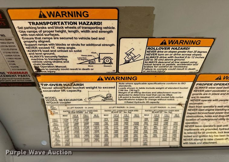 image for item EJ8997 2012 Yanmar Vi035-5B mini excavator