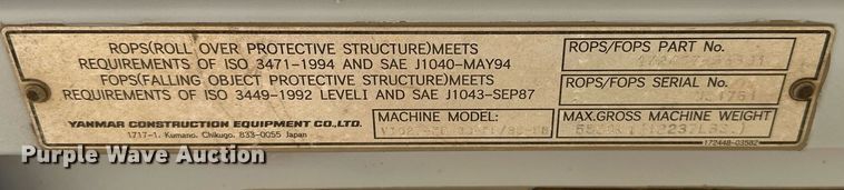 image for item EJ8997 2012 Yanmar Vi035-5B mini excavator