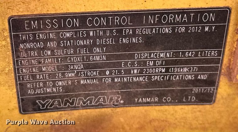 image for item EJ8997 2012 Yanmar Vi035-5B mini excavator