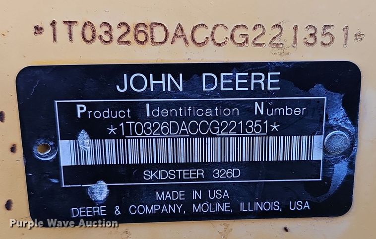 image for item EK0842 2012 John Deere  326D skid steer loader