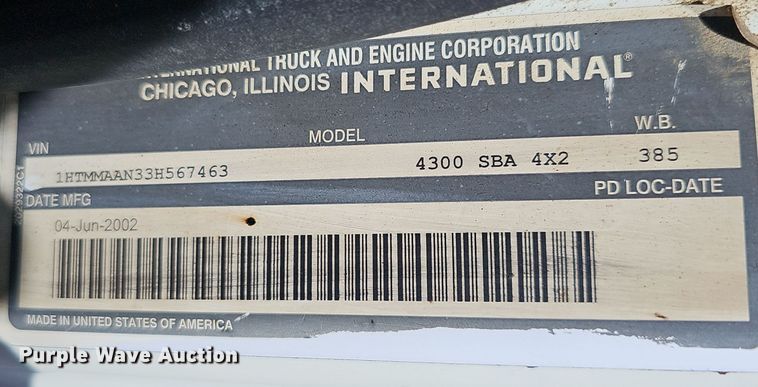 image for item EK0885 2003 International 4300 dump truck