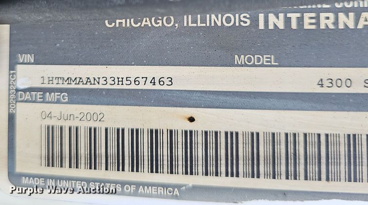 image for item EK0885 2003 International 4300 dump truck