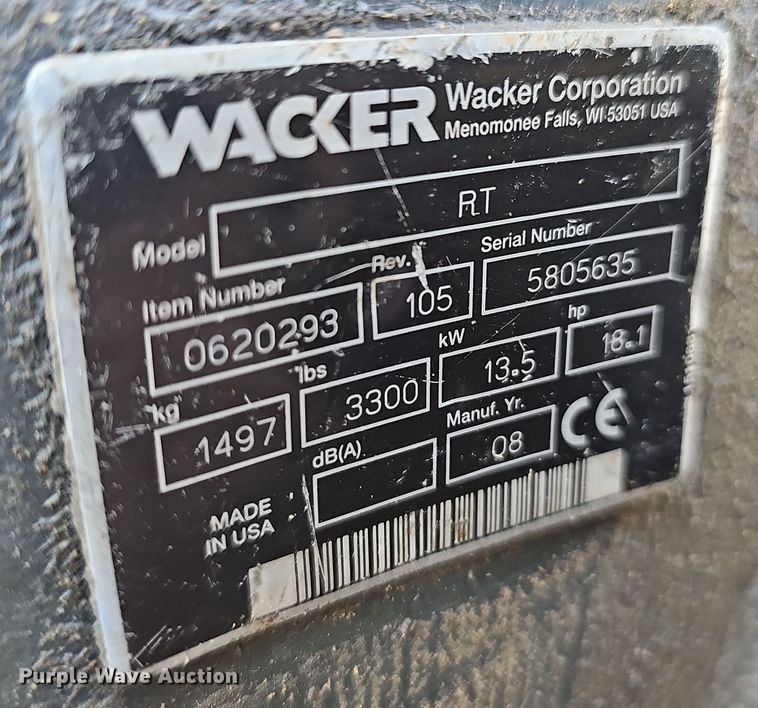 image for item EK0891 2008 Wacker RT trench compactor