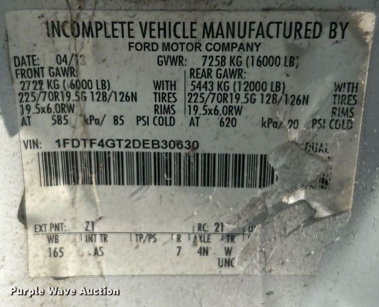 image for item EK3364 2013 Ford F450 Super Duty XL flatbed truck