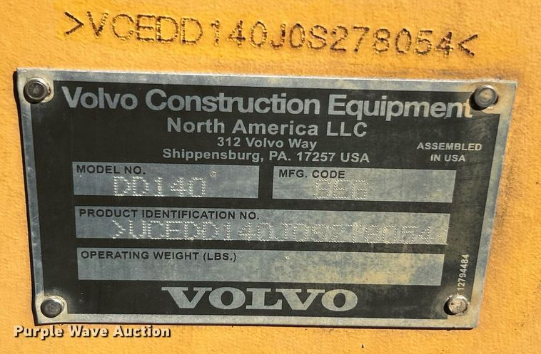 image for item EK3446 2016 Volvo DD140 double drum vibratory roller