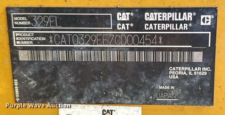 image for item EN0030 2014 Caterpillar  329EL excavator