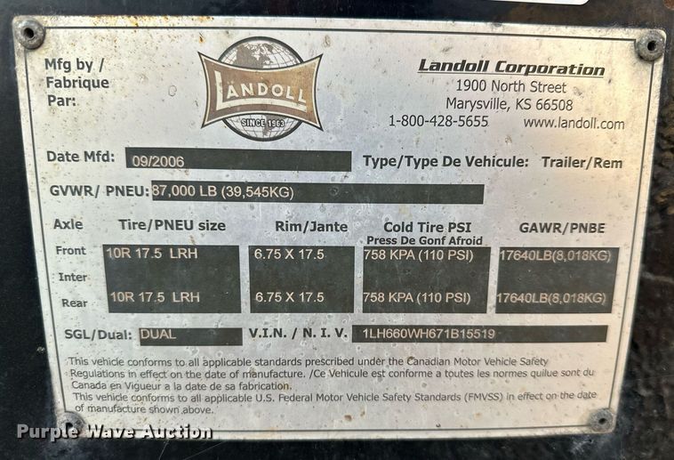 image for item EN0041 2007 Landoll 660B drop tilt deck equipment trailer