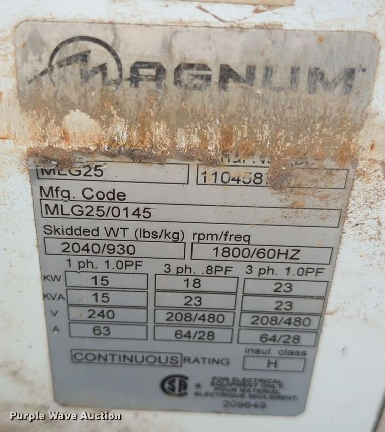 image for item EQ2259 2011 Magnum MLG25 generator