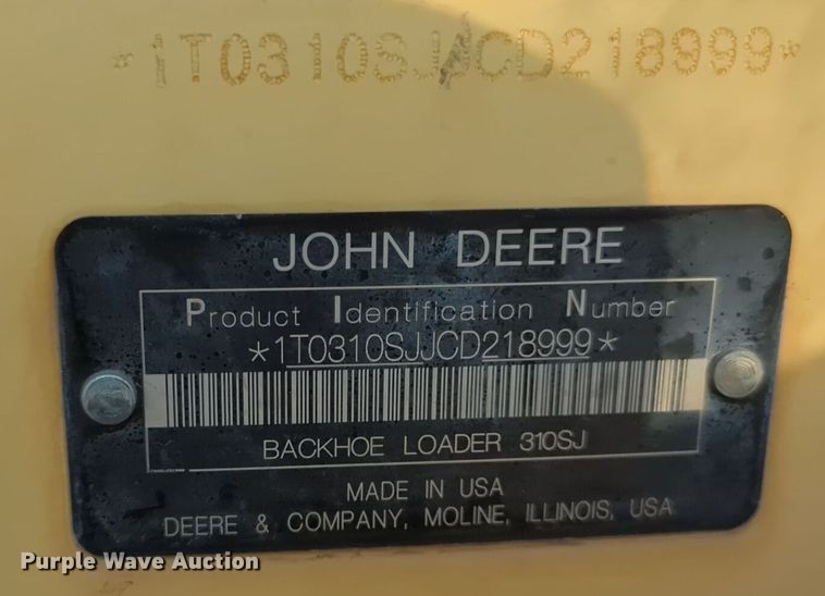 image for item EQ2263 2012 John Deere 310SJ backhoe