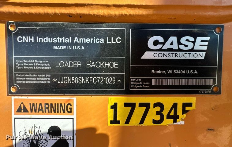 image for item ER8013 2015 Case 580 Super N backhoe