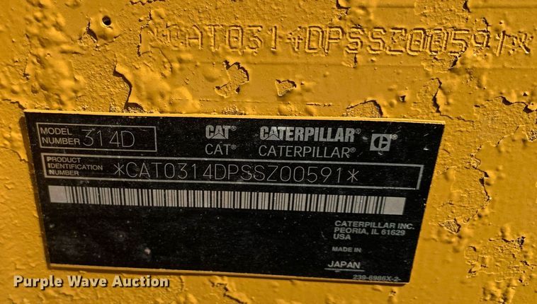 image for item JT9684 2012 Caterpillar 314D excavator